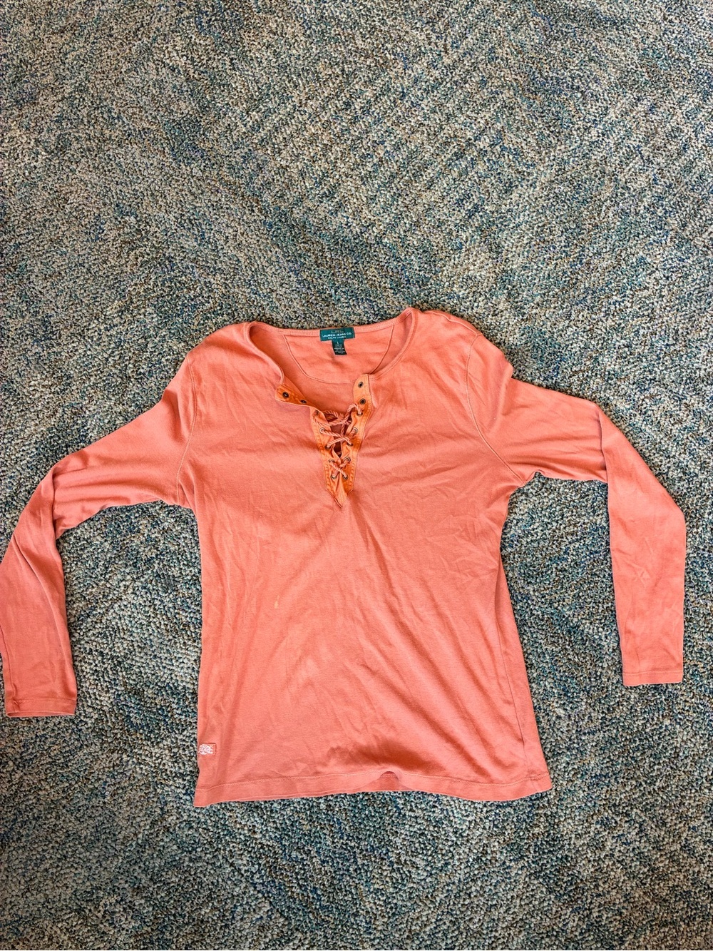 Ralph Lauren’s Coral Lace-Up Long Sleeve Women's Top